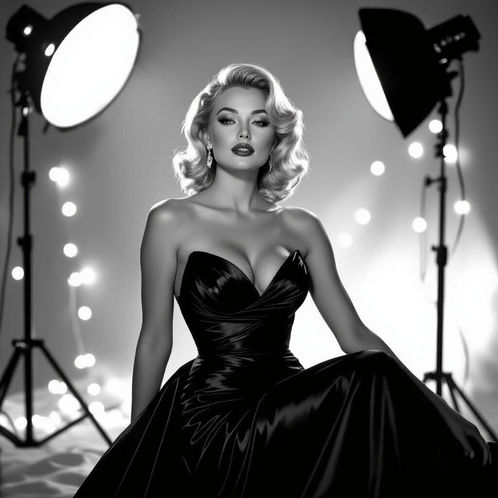 Glamorous Blonde Bombshell Portrait in Old Hollywood Style