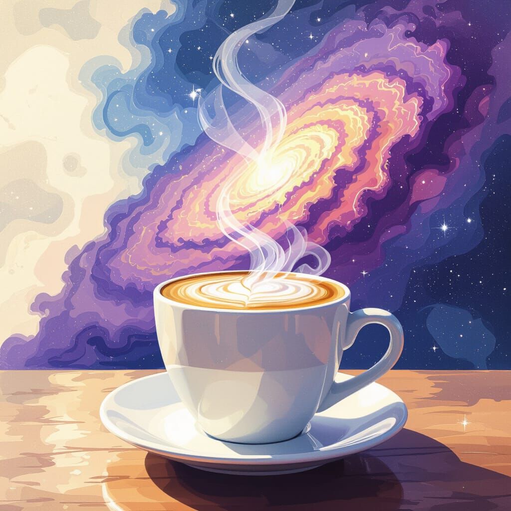 Cosmic Coffee Cup with Galaxy Swirls