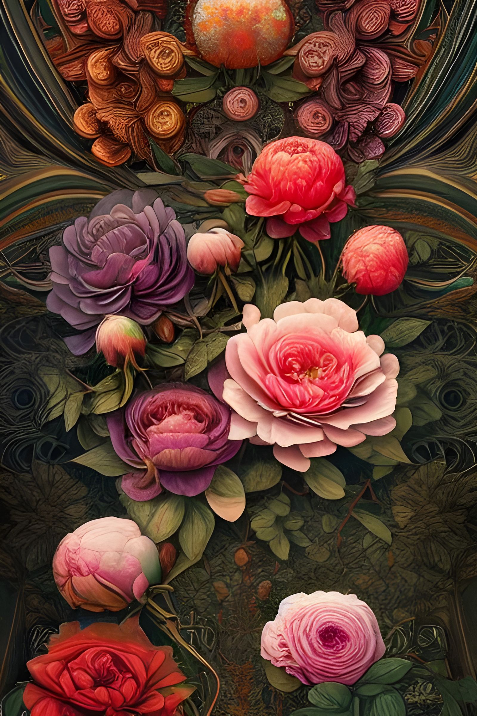 Vintage Peony Print