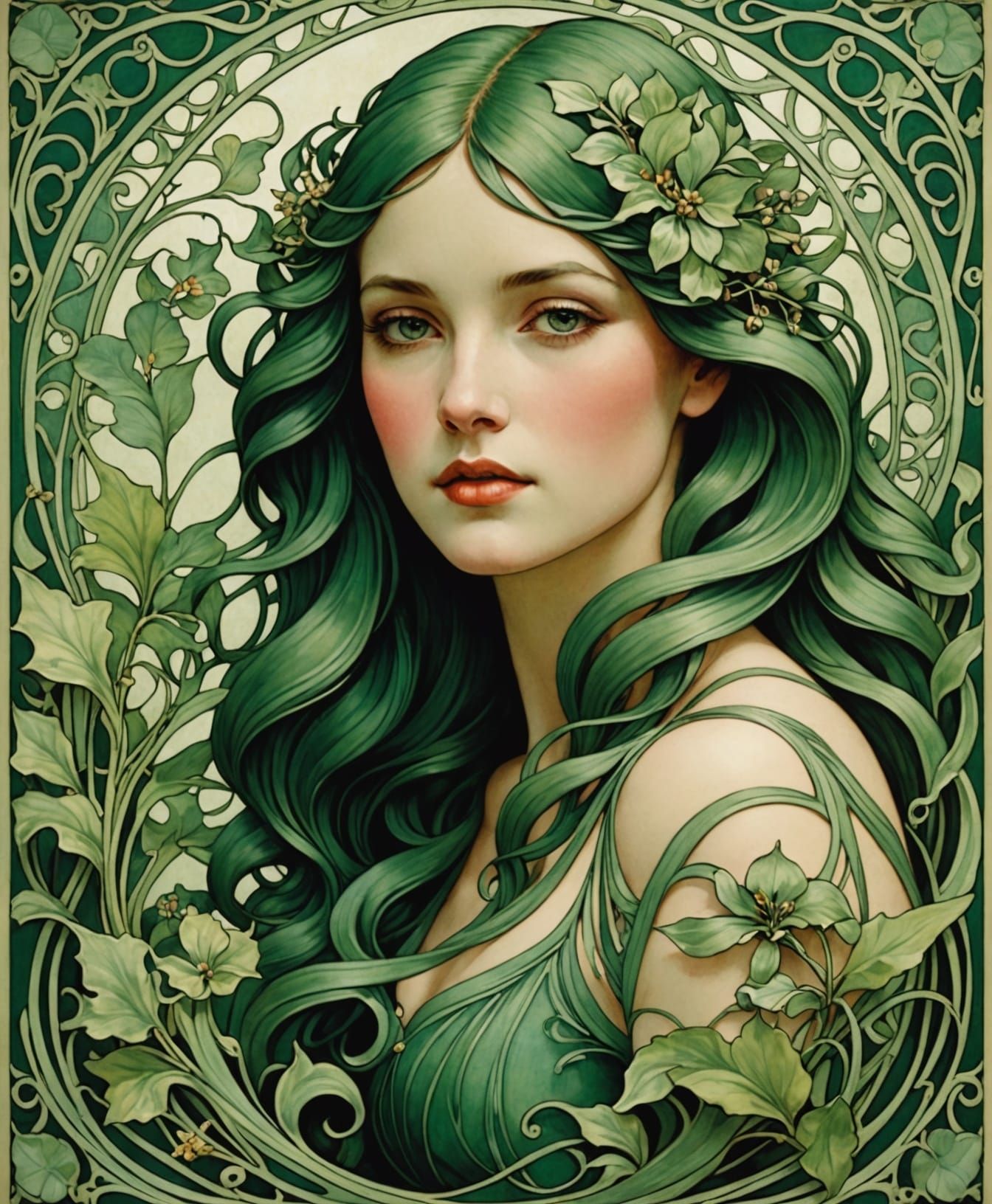 Art Nouveau Verdant Curves with Botanical Motifs
