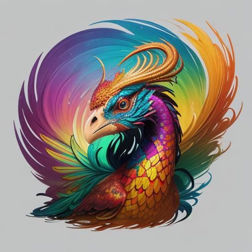 Dragon Peacock Woman in Abstract Expressionism