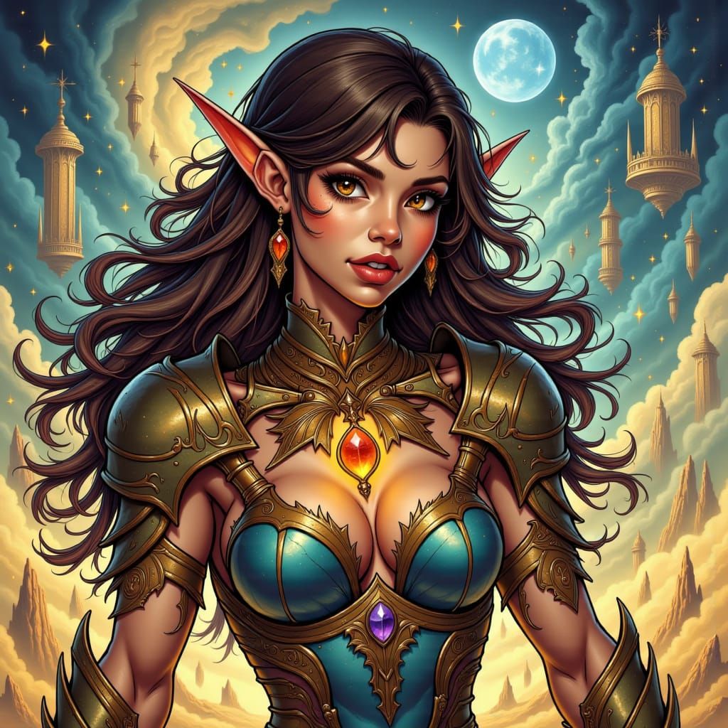 Warrior Elf in Elfquest Comic Style