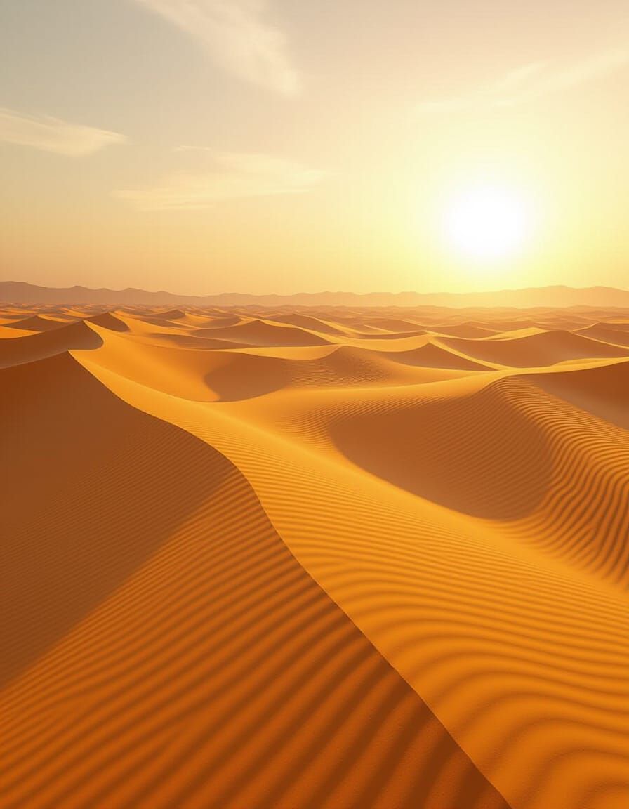 Vast Desert Sand Dunes at Golden Hour