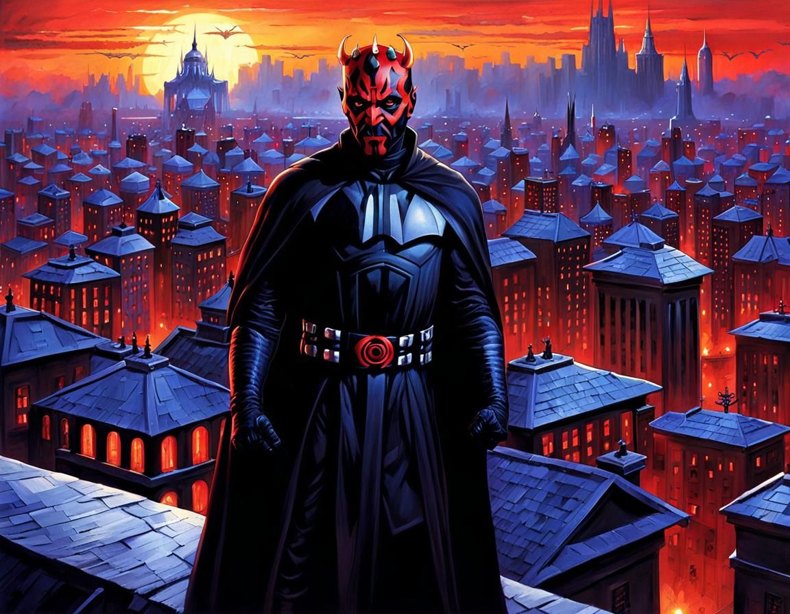 Batman Darth Maul Fusion in Gotham, Digital Art
