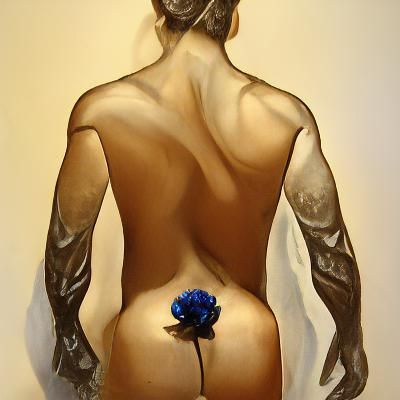Detailed Acrylic Painting of Blue Roses