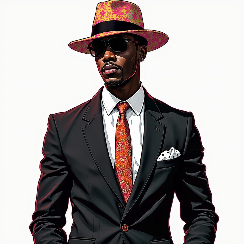 Elegant Black Dandy in Vibrant Pop Art Style