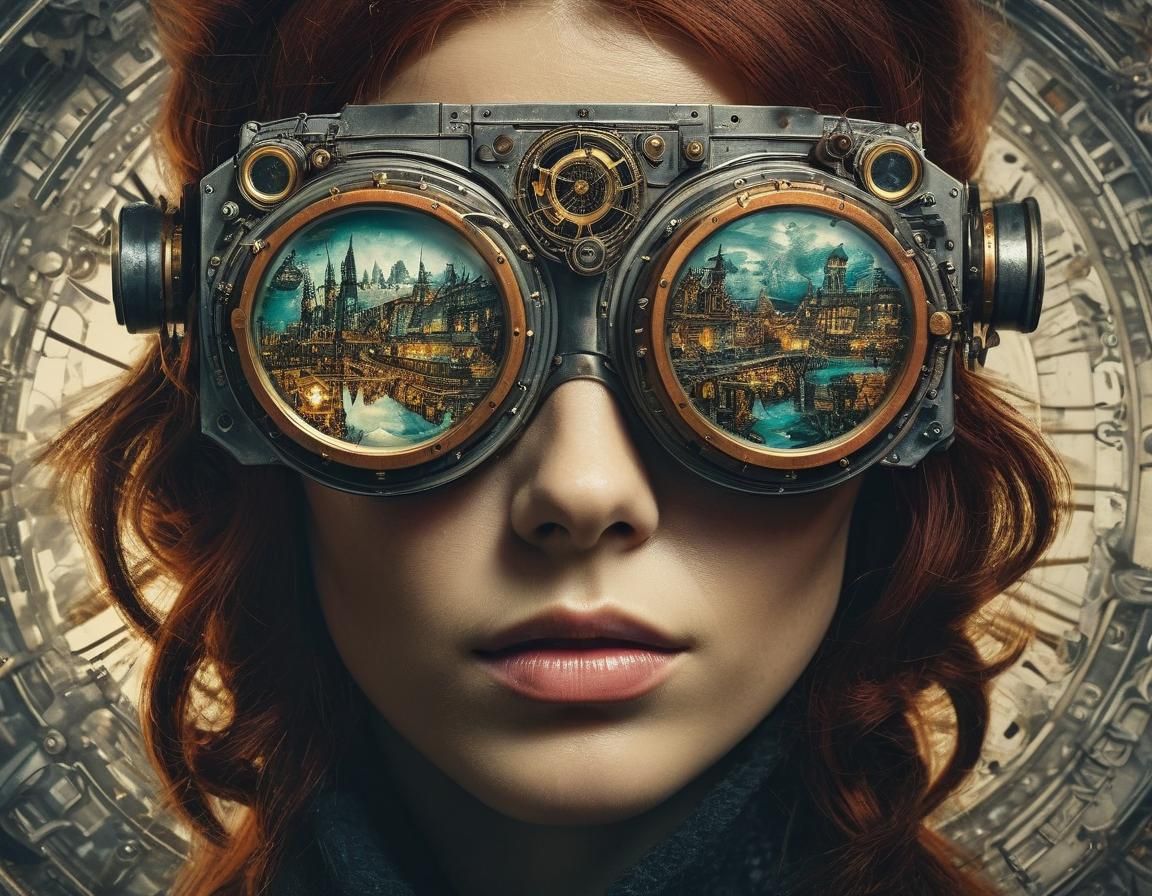 Steampunk Portrait with Magnetic Vision Glasses
