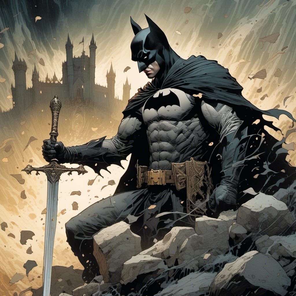 Batman as King Arthur: Impressionist Comic Art