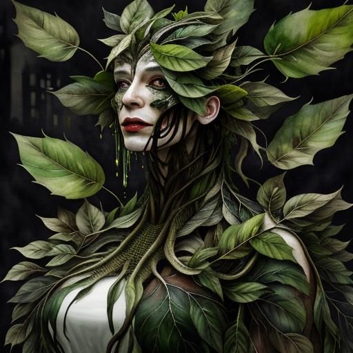 Surreal Creature in Dystopian Cityscape Double Exposure