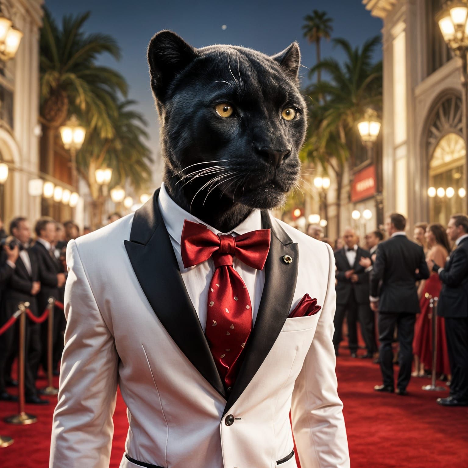 Panther in Tuxedo Red Carpet Glamour