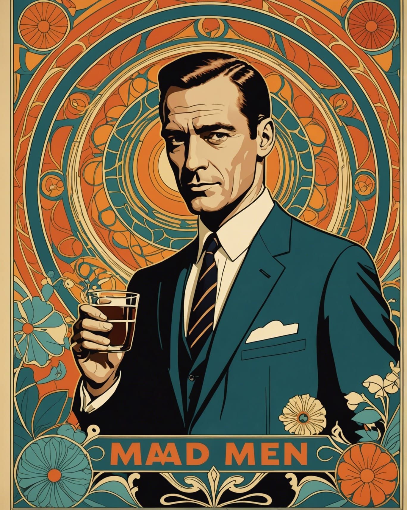 Art Nouveau Psychedelic Mad Men Poster