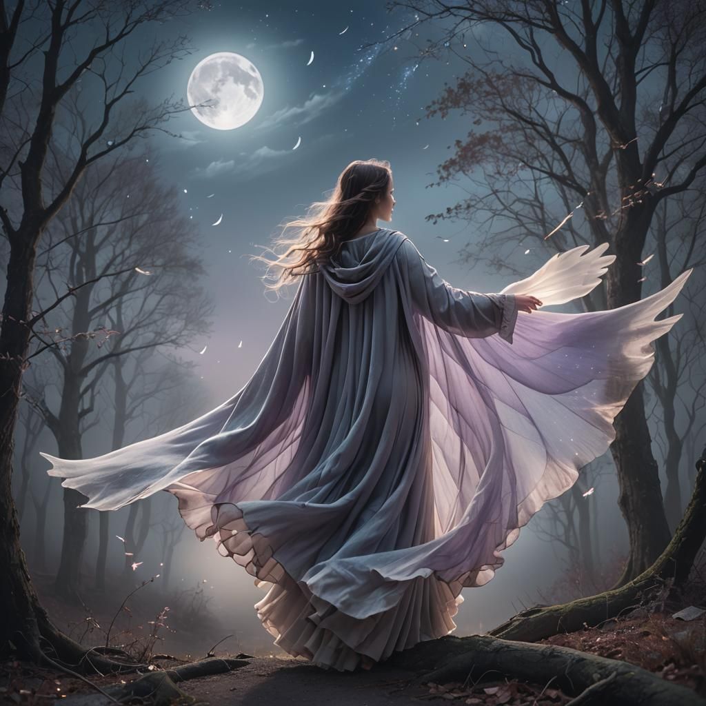 Ethereal Winged Woman Flight in Fantasy Art