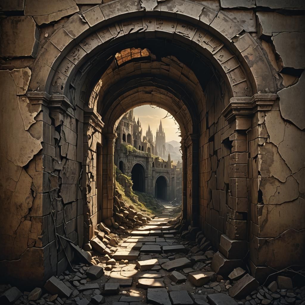 Fantastical Window at the Tunnel's End: Detailed Matte Paint...