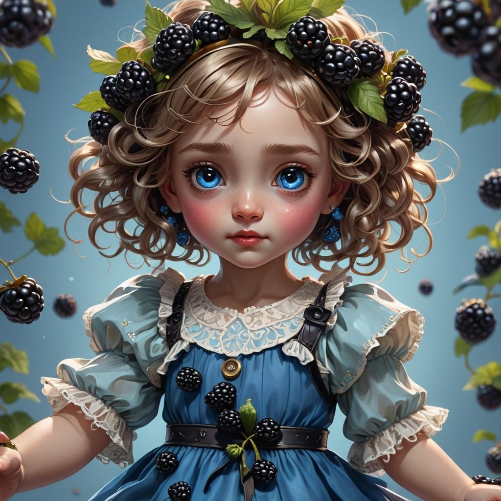 Dancing Blackberry Portrait in Hyper-Realistic Digital Art