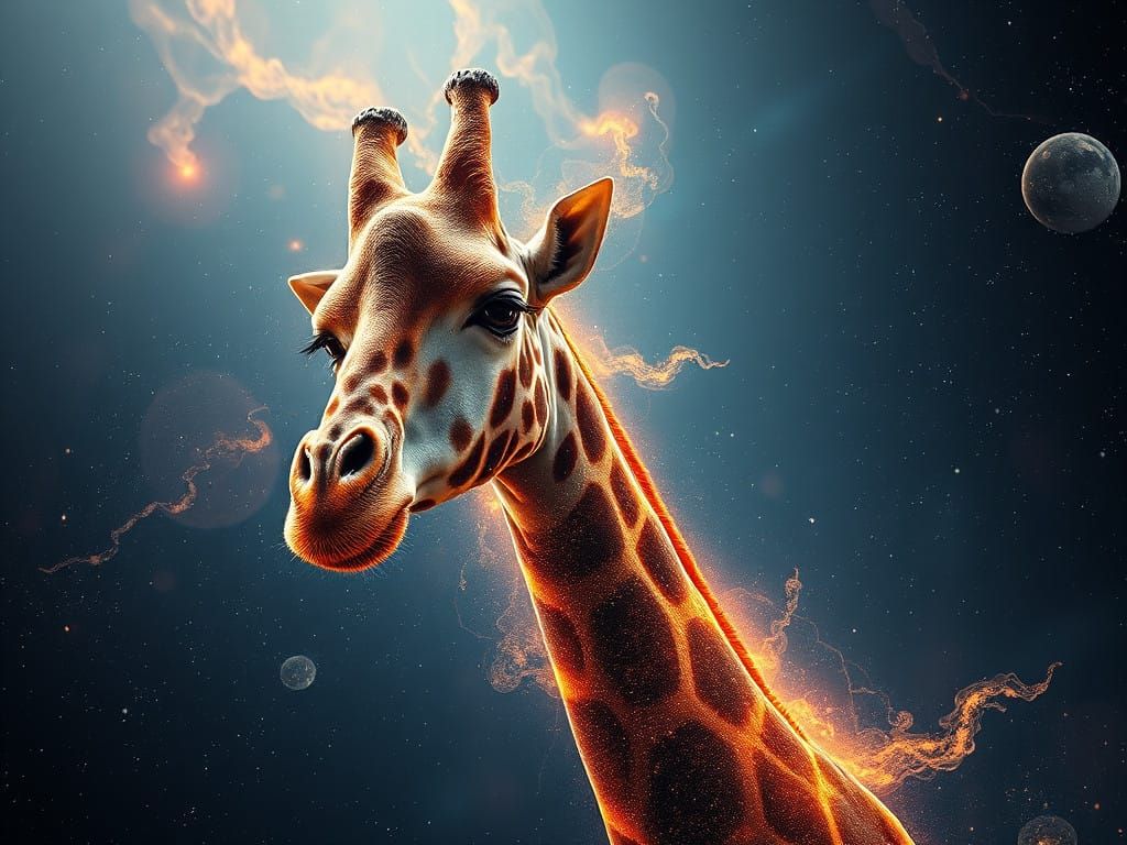 Ethereal Space Giraffe Embodied in Cosmic Energy