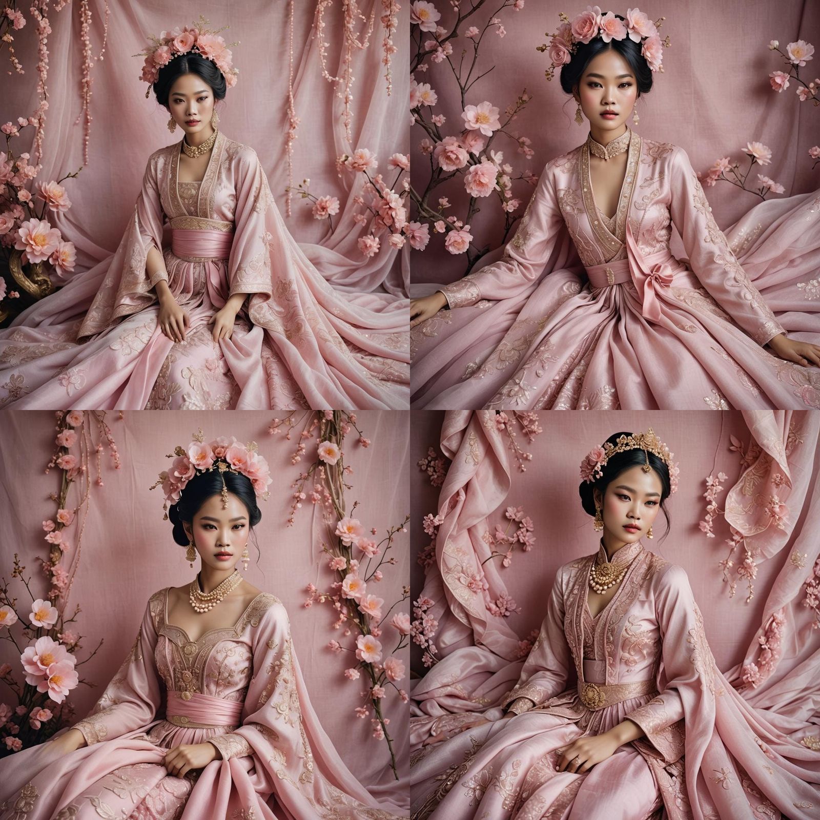 Pink Jūnihitoe Elegance in Southeast Asian Splendor