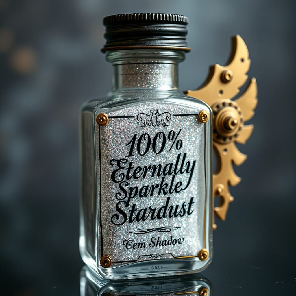 Steampunk Eye Shadow Bottle with Elegant Script Label