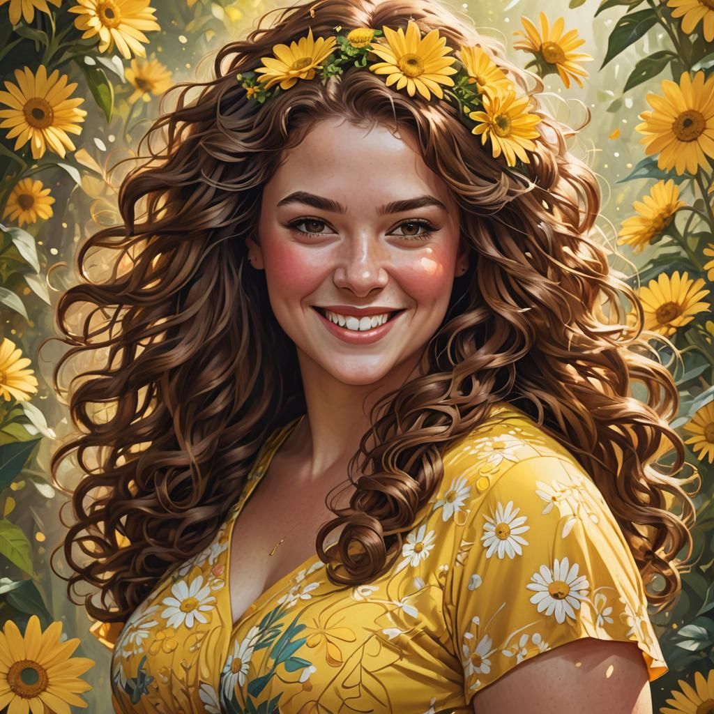 Radiant Portrait of Woman in Art Nouveau Style