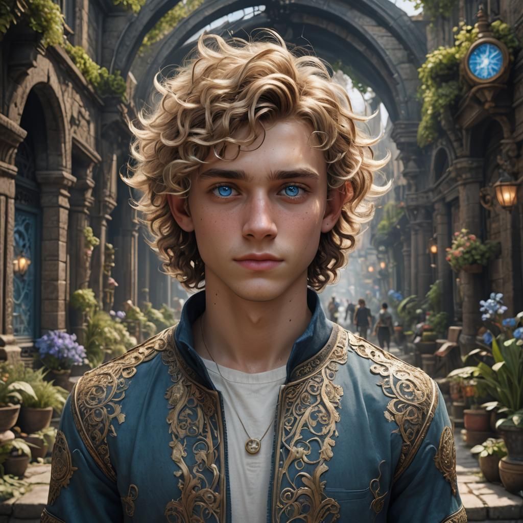 Cute Teenager with Curly Hair: Fantasy Art