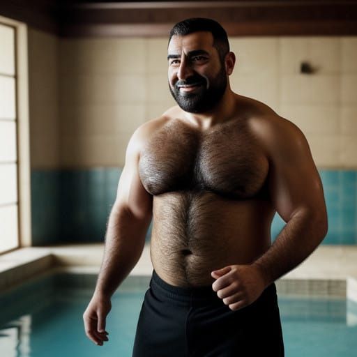 Sensual Middle Eastern Man in Traditional Bathhouse Setting
