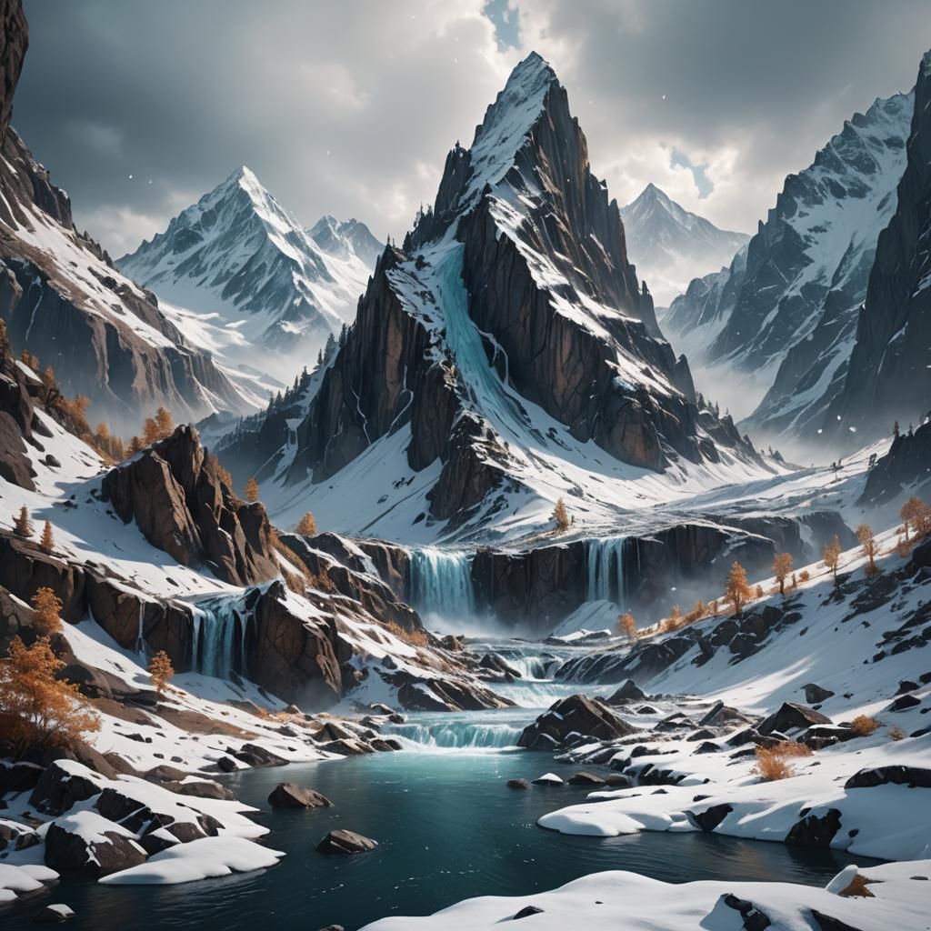 Fantastical Mountain Landscape Emerges from Watery Depths in...
