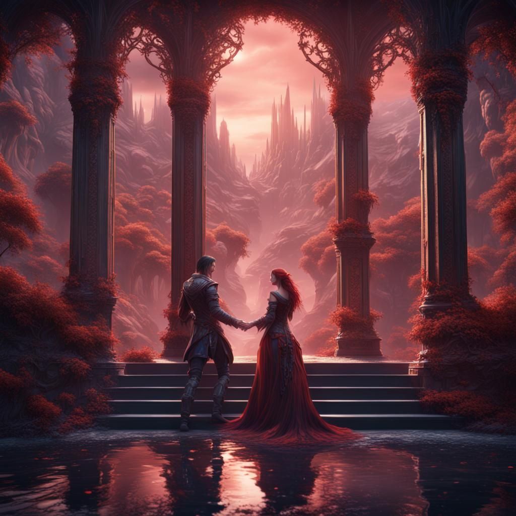 Fantasy Lovers in Detailed Matte Painting