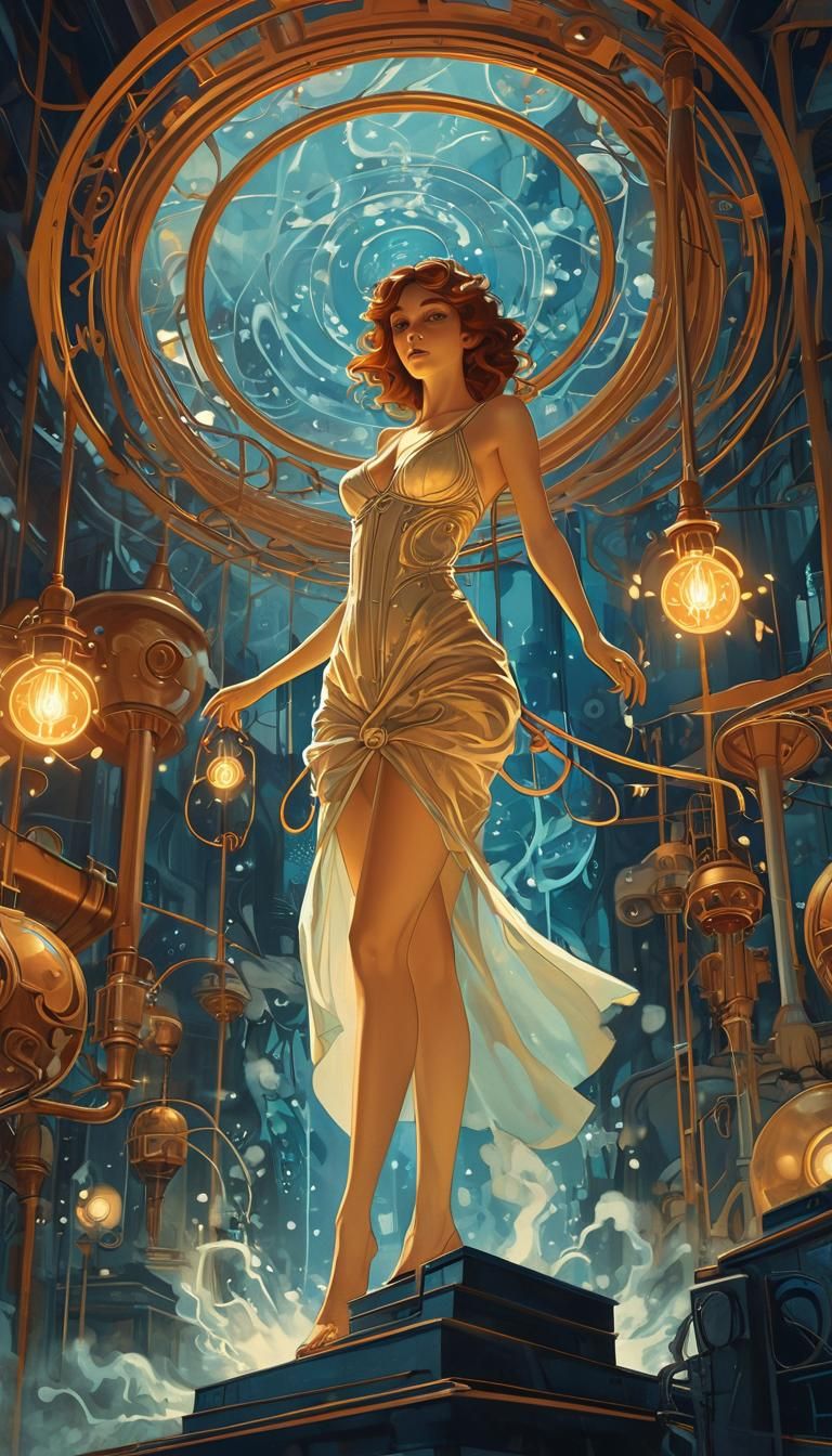 Art Nouveau Fairy in Steampunk Setting