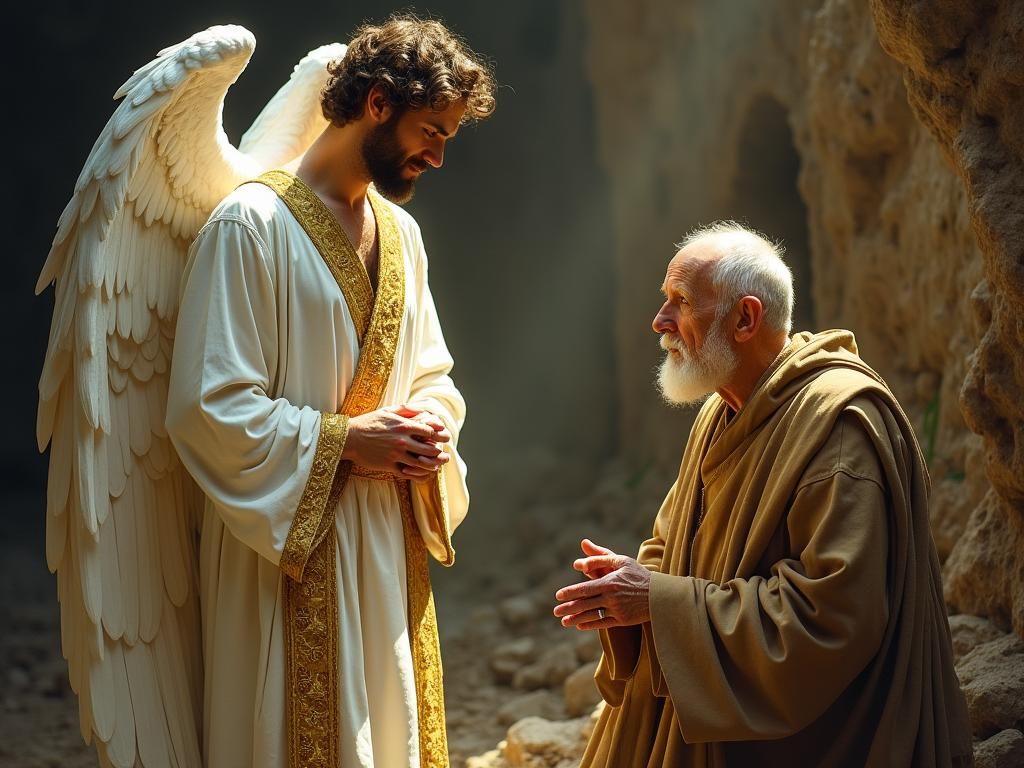 Angel Appears to Daniel in Dreamlike Chiaroscuro