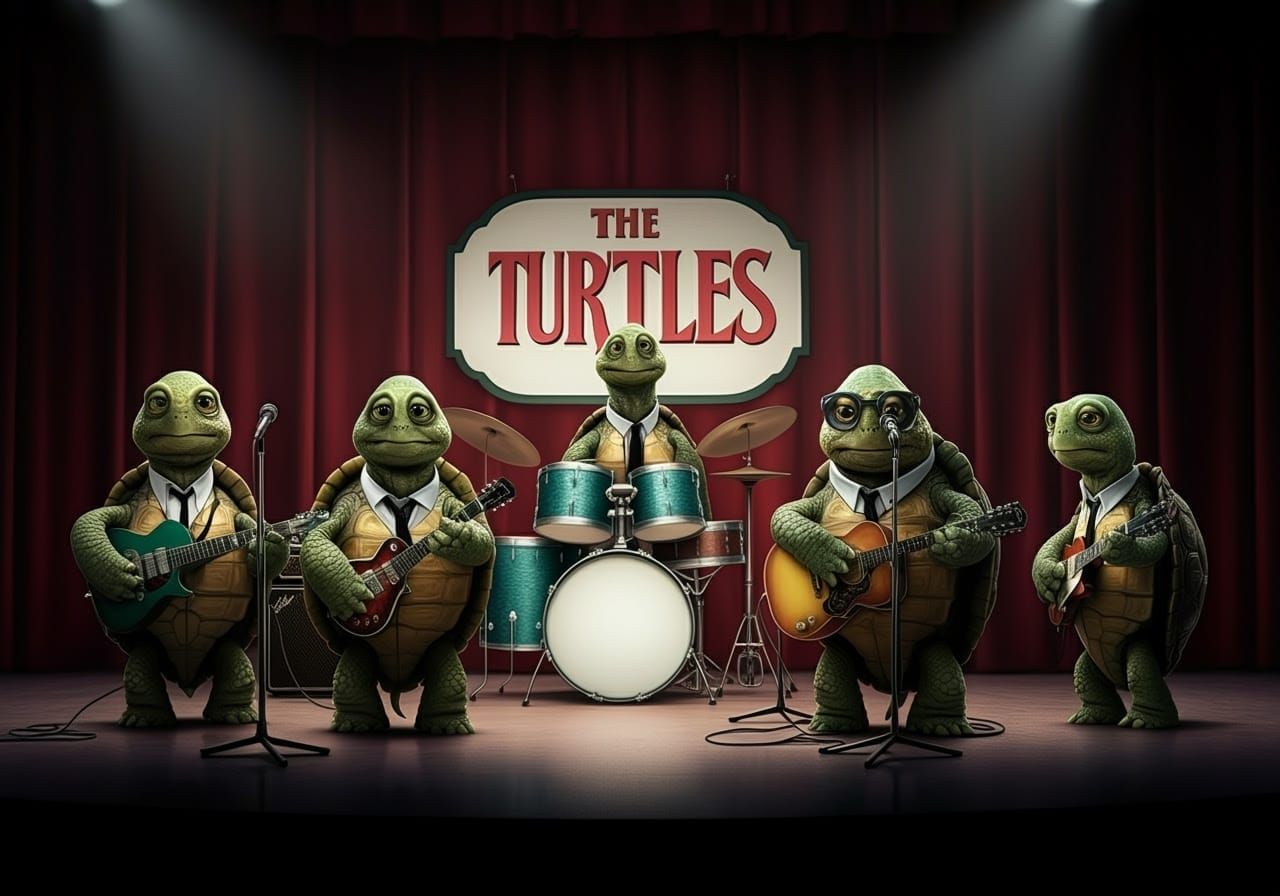 The Beatles as Turtles Performing On Stage