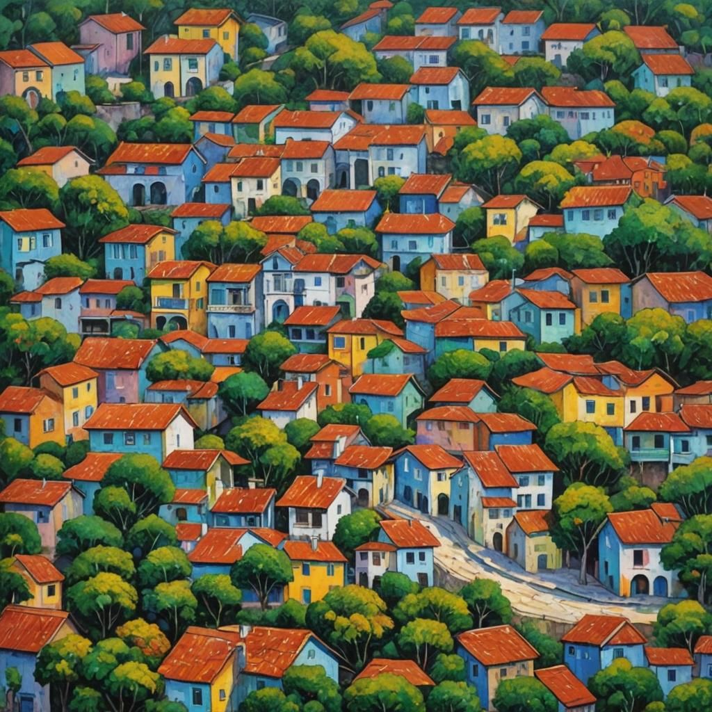 Brazil: Expressionist Oil Painting in Impasto Style