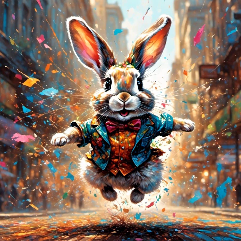 Cute Bunny Rabbit Jumping for Joy