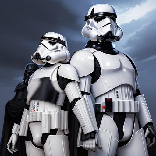 Stormtroopers and Darth Vader in Anime Style