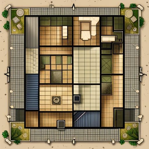 Fantasy 2D D&D Map with Squares