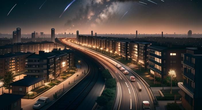 Magical Cityscape with Cherry Blossoms, Ghibli Style