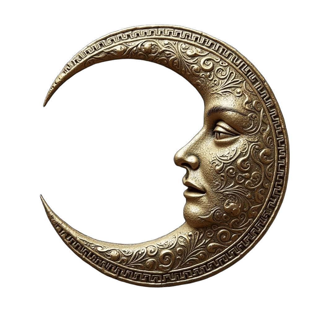 Crescent Moon with Celtic Triquetra Pattern