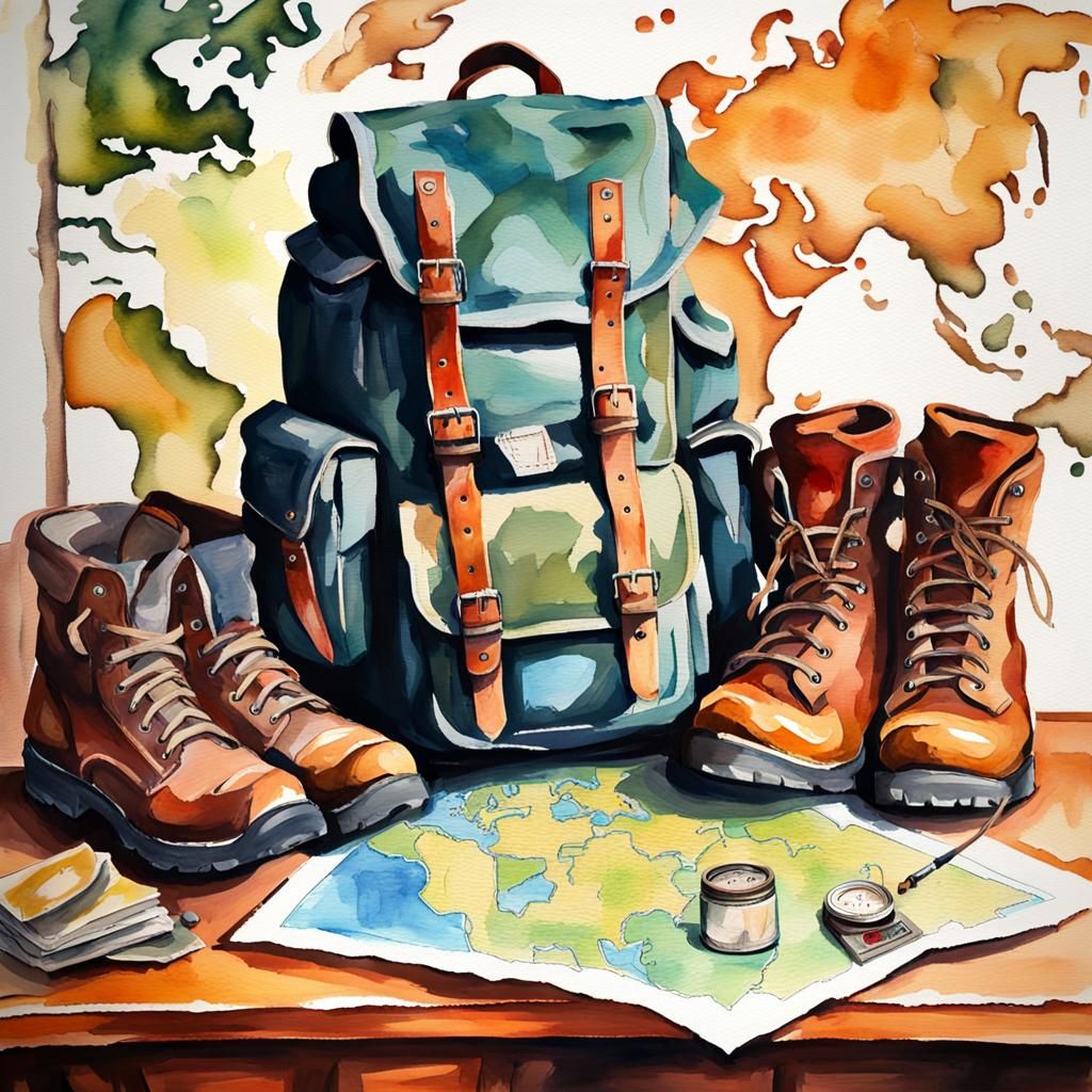 Travel Theme in Loose Watercolor and Gouache Style
