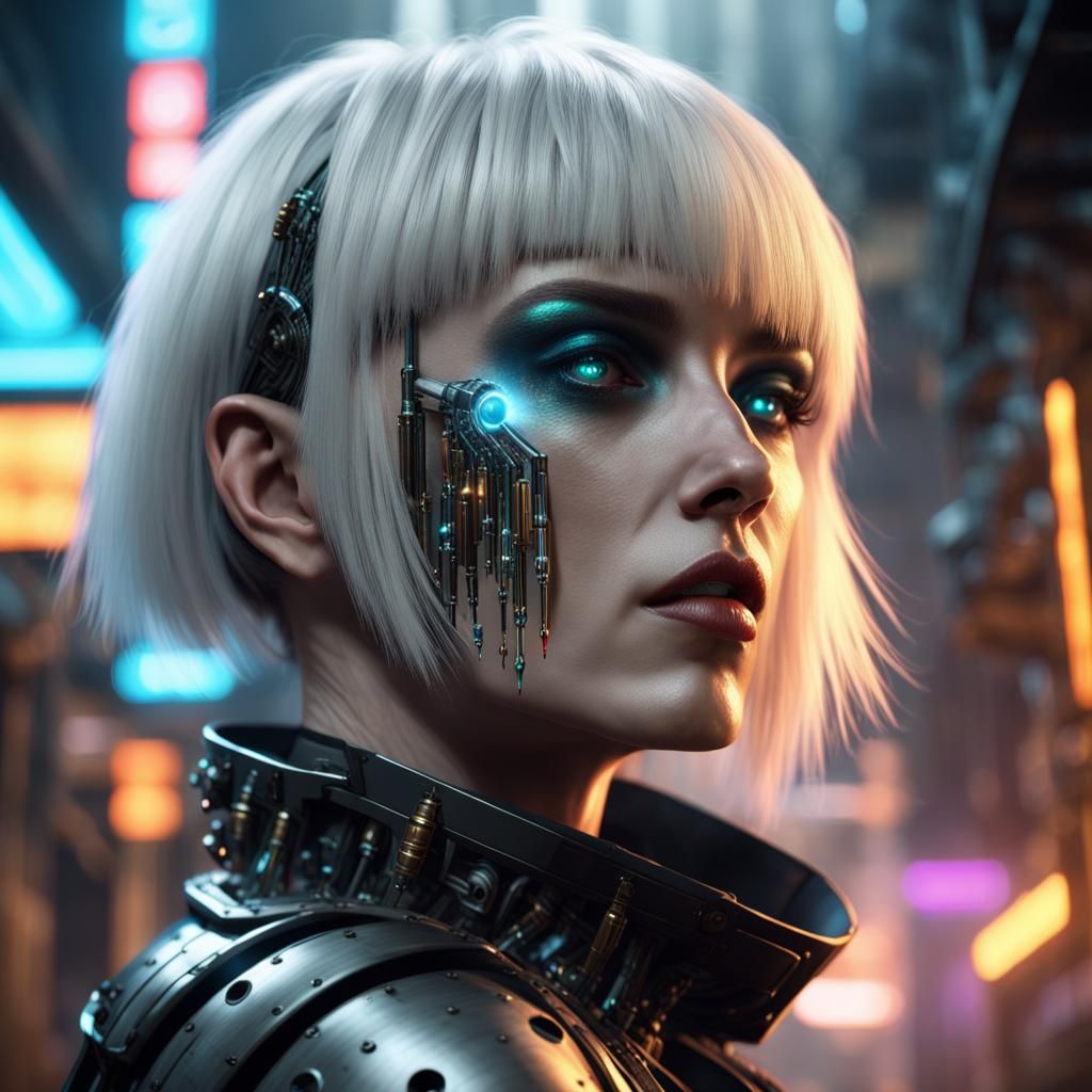 Cybernetic Pris: Detailed Matte Painting in 8K