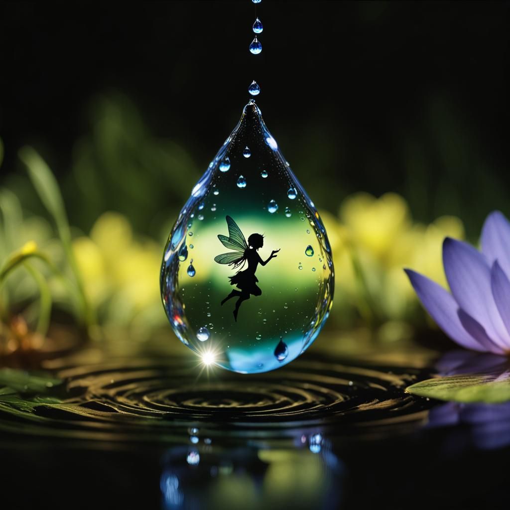 Fairy Silhouette Encased in Water Droplet