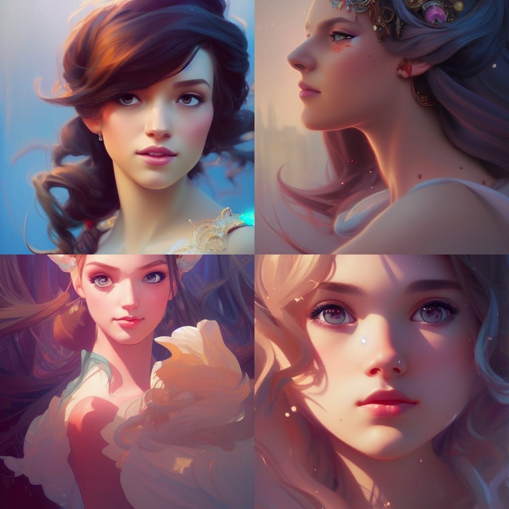 Hyperdetailed Disney Princess Portrait in Art Nouveau Style