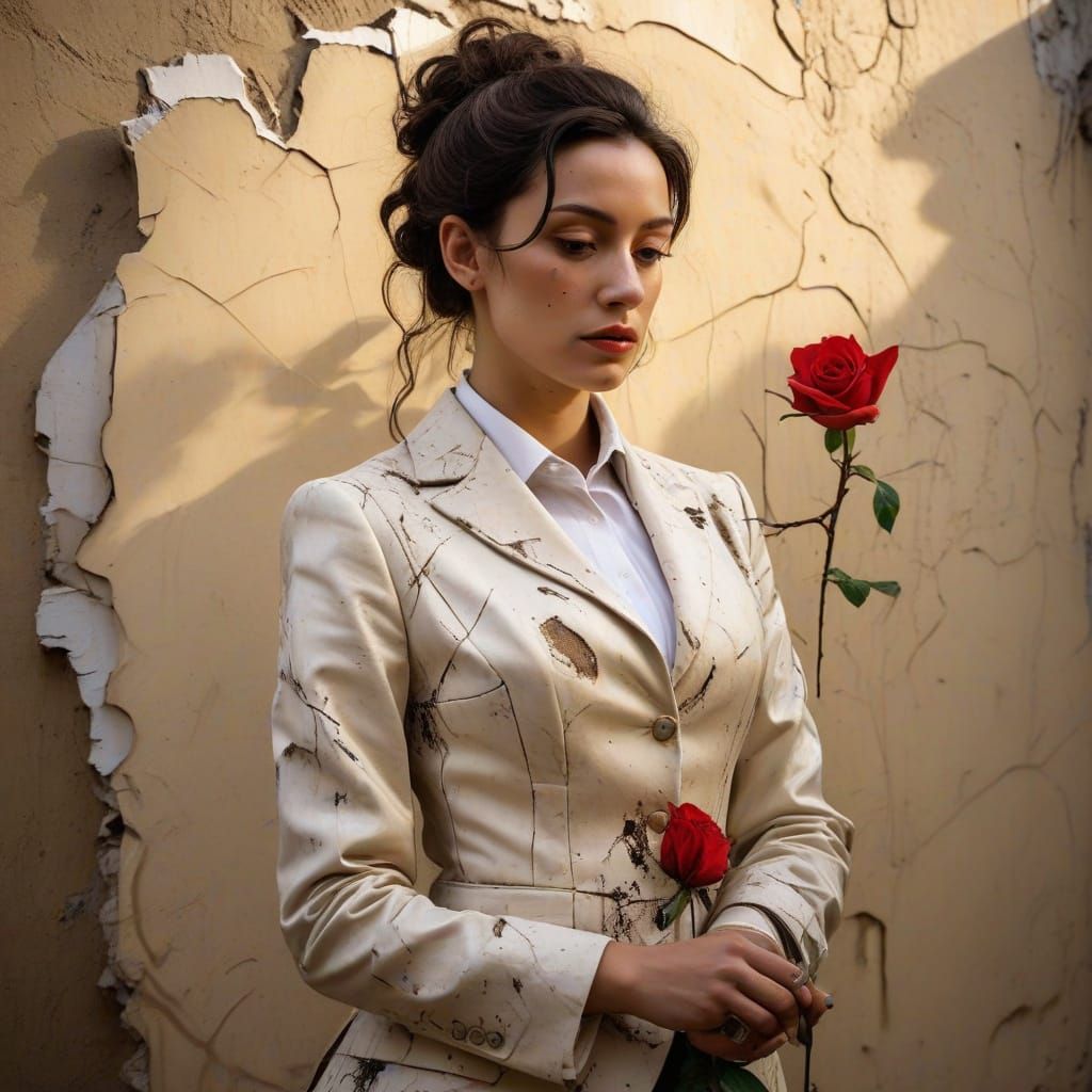 Surreal Urban Visionary Stands Amidst Graffiti-Laden Decay