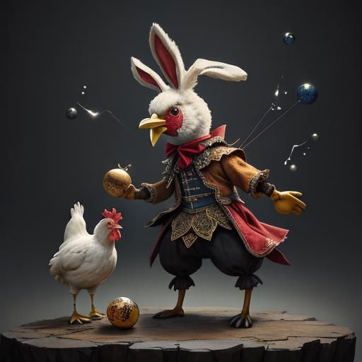 Puppet Rabbit Juggling with Chicken: Matte Painting