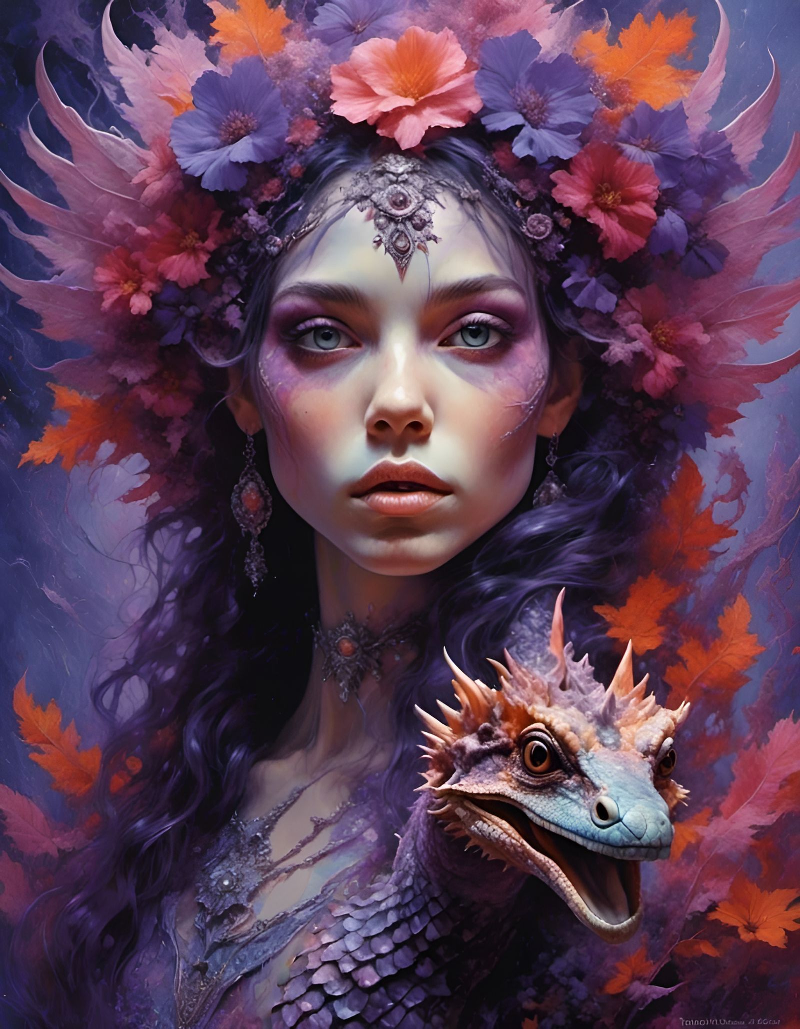 Detailed Purple Dragon with Scales