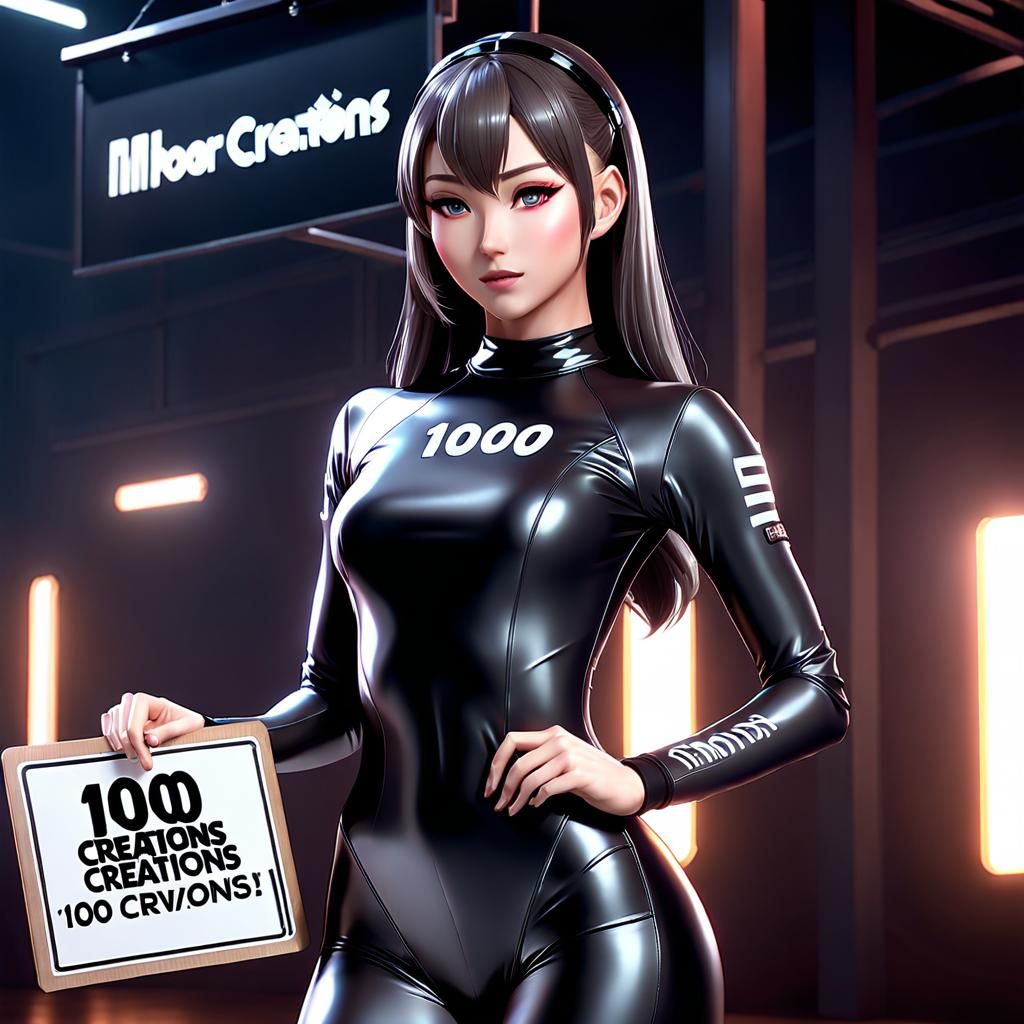 Anime Girl in Rubber Leotard, 3D Render
