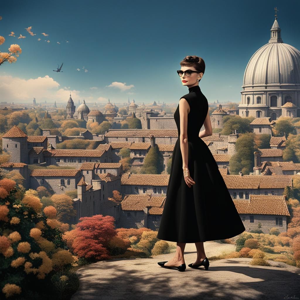 Audrey Hepburn in Charade: Detailed Digital Painting