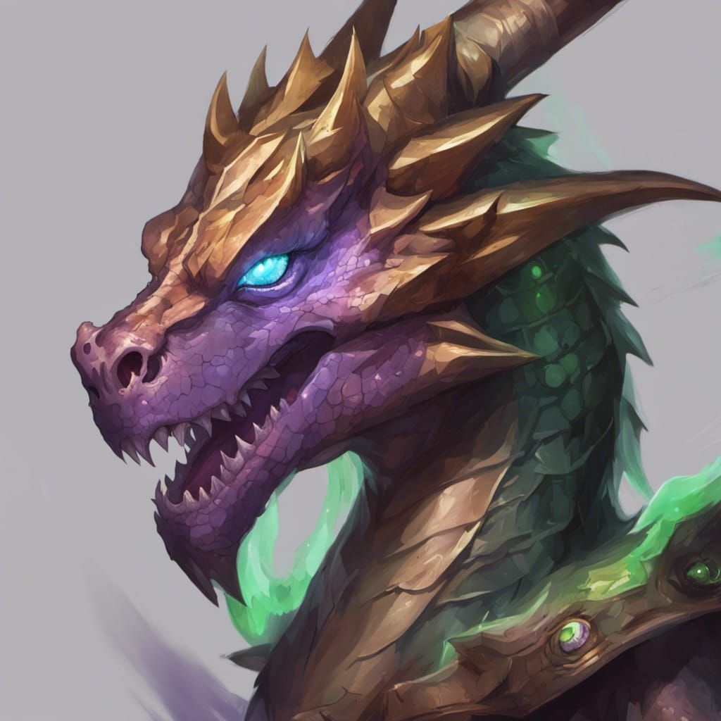 Evil Copper Dragon Portrait with Acid Breath