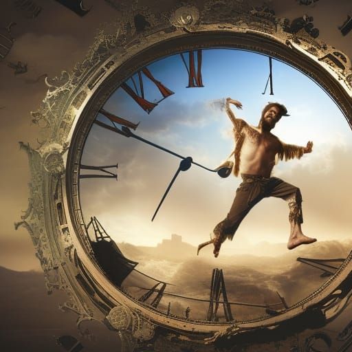 Man Falling Through Time: A Dramatic Digital Painting