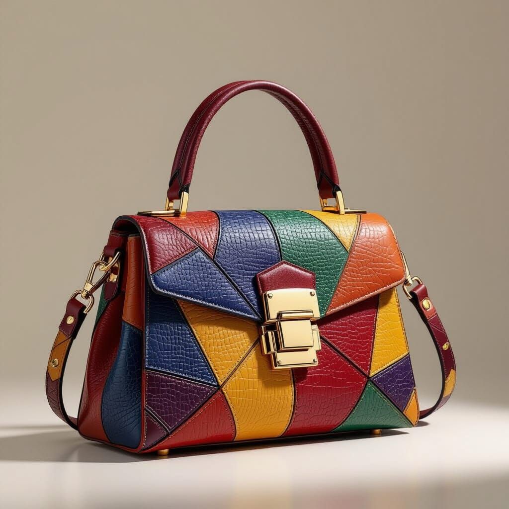 Avant-Garde Geometric Handbag with Exotic Textures