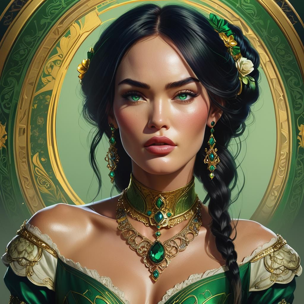 Victorian Woman Portrait in Art Nouveau Style