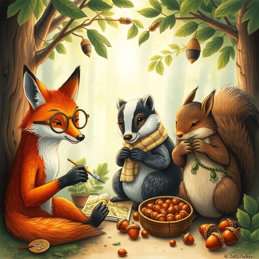 Whimsical Animals Pursue Secret Hobbies in Storybook Style