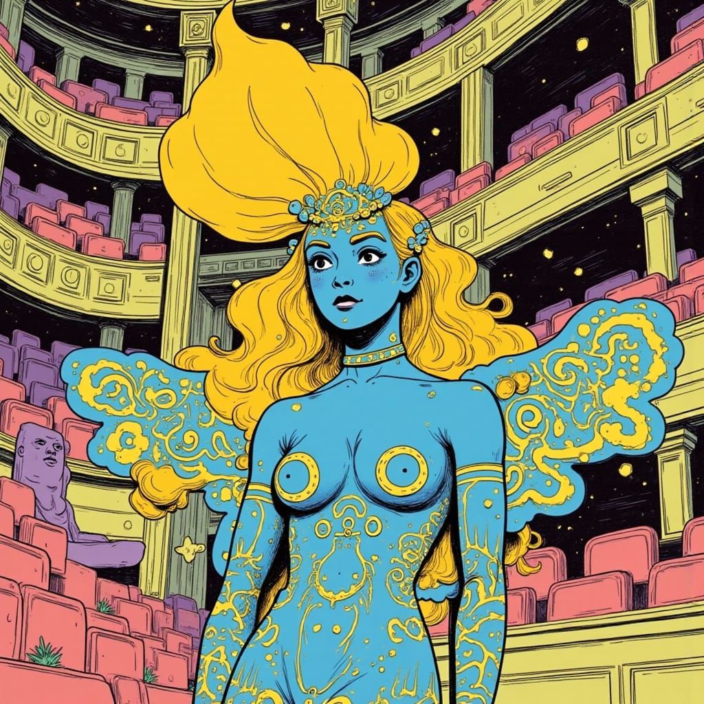 Futuristic Opera House in Vibrant, Art Nouveau Style